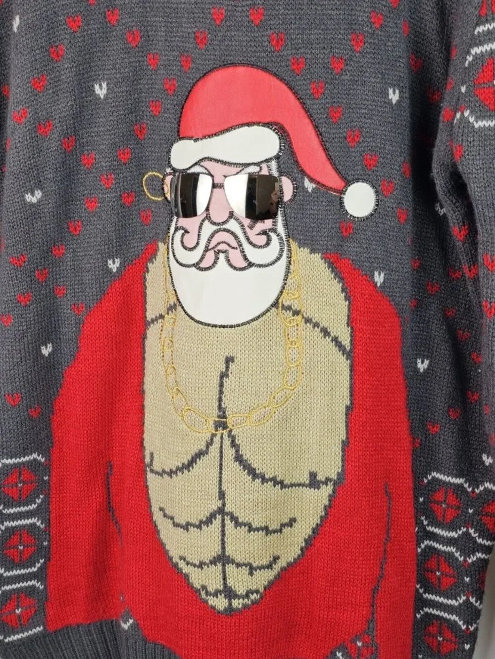 You Look Ugly Today Ugly Christmas Sweater Size Medium Bad Santa Sunglasses Top